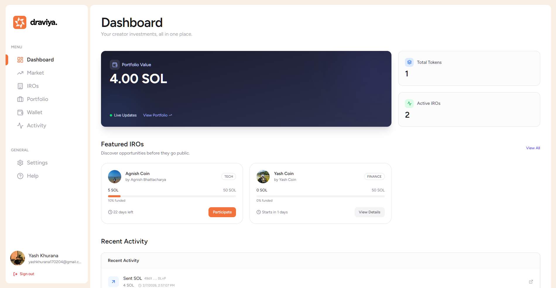 Dashboard Interface